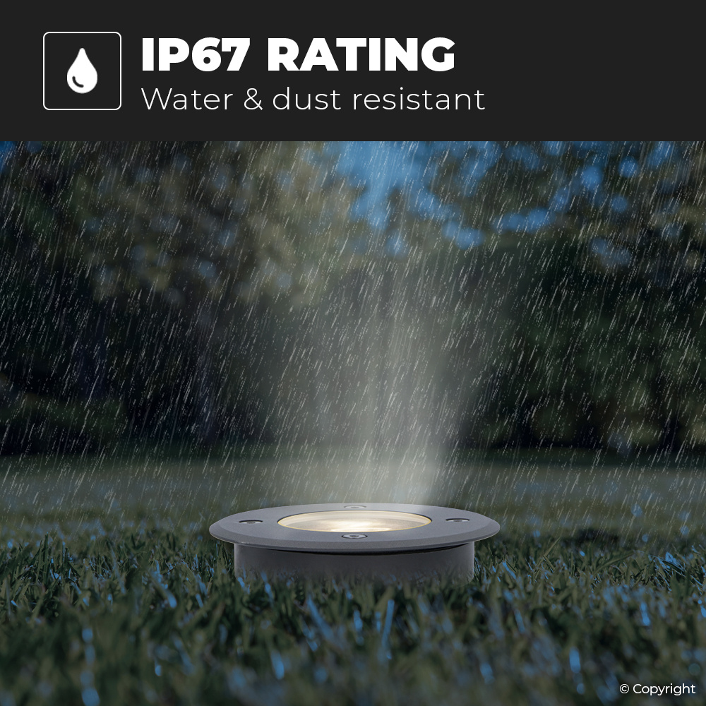 Maisy dimbare LED grondspot - Rond - Zwart - 4000K Neutraal wit - 5 Watt - IP67 straal waterdicht - 3 jaar garantie Grondspot buiten 230V