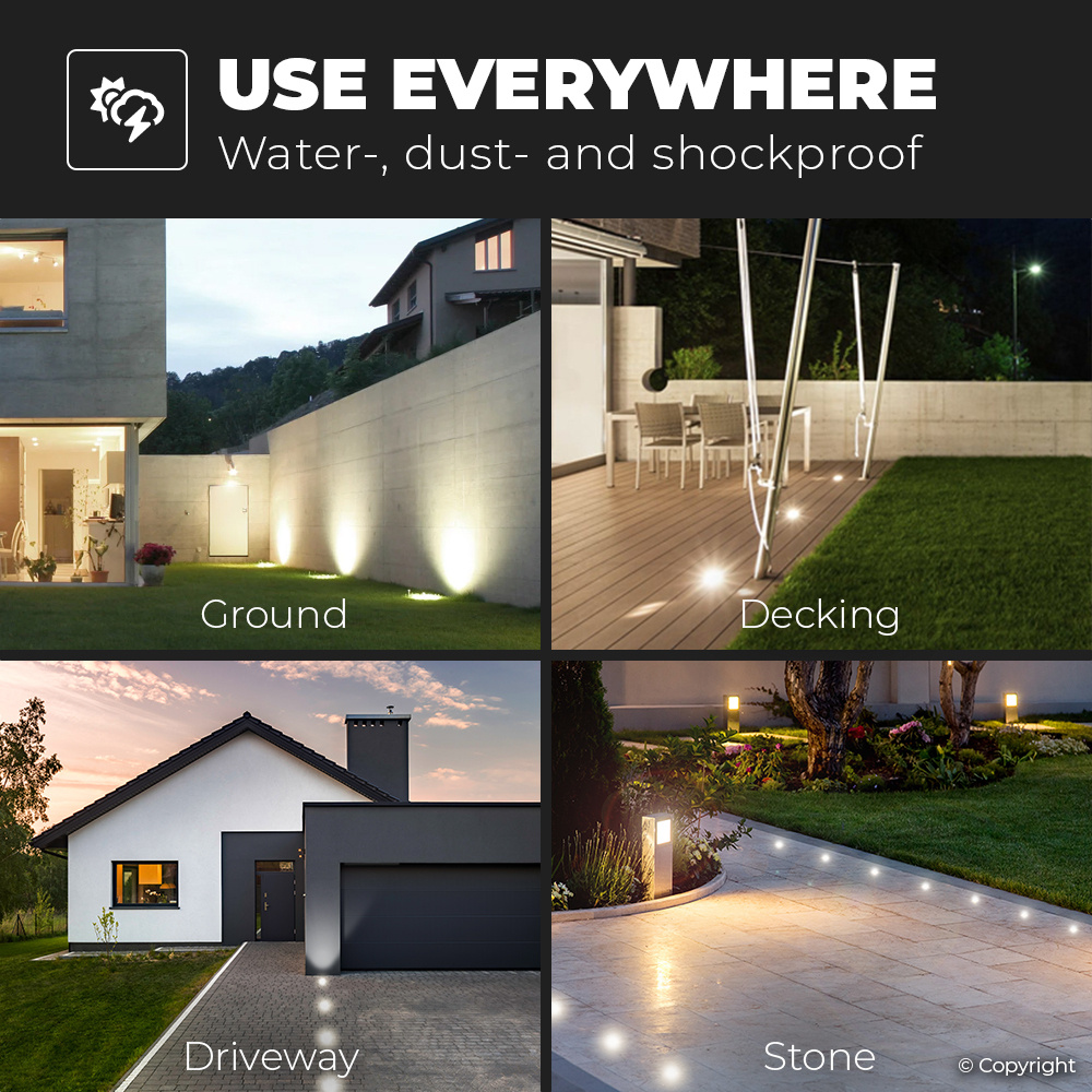 3x Ramsay dimbare LED grondspot - Vierkant - RVS - 6000K daglicht wit - 5 Watt - IP67 straal waterdicht - 3 jaar garantie Grondspot buiten 230V
