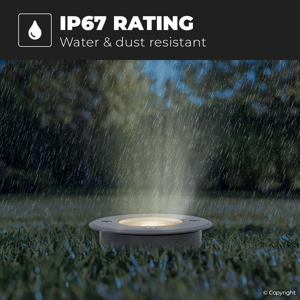3x Maisy dimbare LED grondspot - Rond - Zwart - 2700K warm wit - 5 Watt - IP67 straal waterdicht - 3 jaar garantie Grondspot buiten 230V