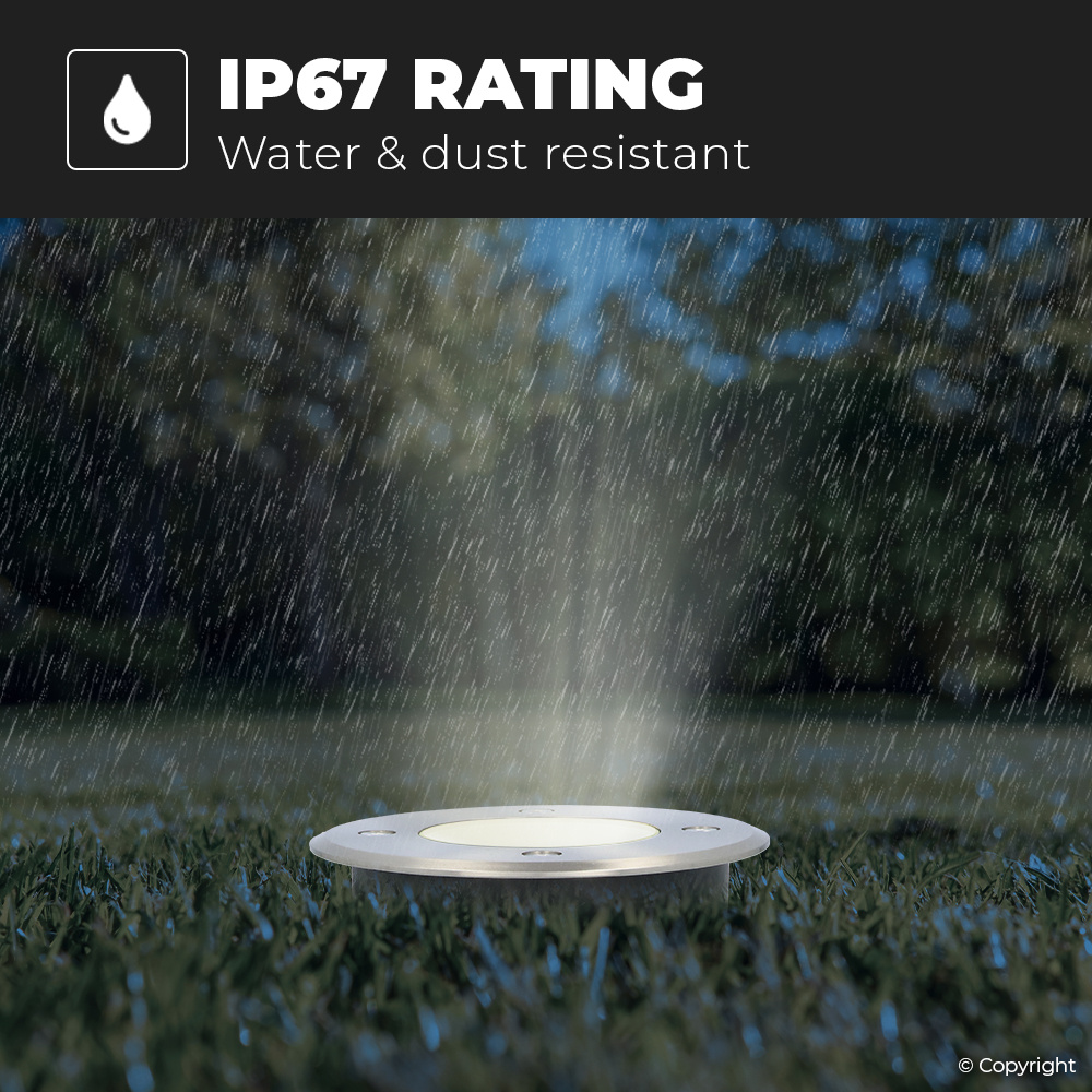 9x Maisy dimbare LED grondspot - Rond - RVS - 4000K neutraal wit - 5 Watt - IP67 straal waterdicht - 3 jaar garantie Grondspot buiten 230V