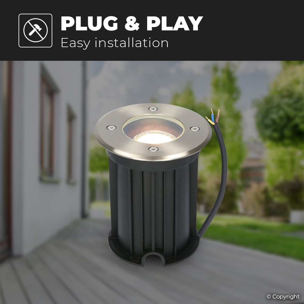 9x Maisy dimbare LED grondspot - Rond - RVS - 4000K neutraal wit - 5 Watt - IP67 straal waterdicht - 3 jaar garantie Grondspot buiten 230V