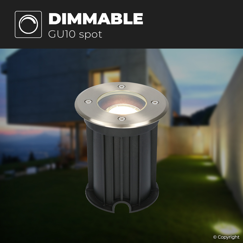 3x Maisy dimbare LED grondspot - Rond - RVS - 4000K neutraal wit - 5 Watt - IP67 straal waterdicht - 3 jaar garantie Grondspot buiten 230V