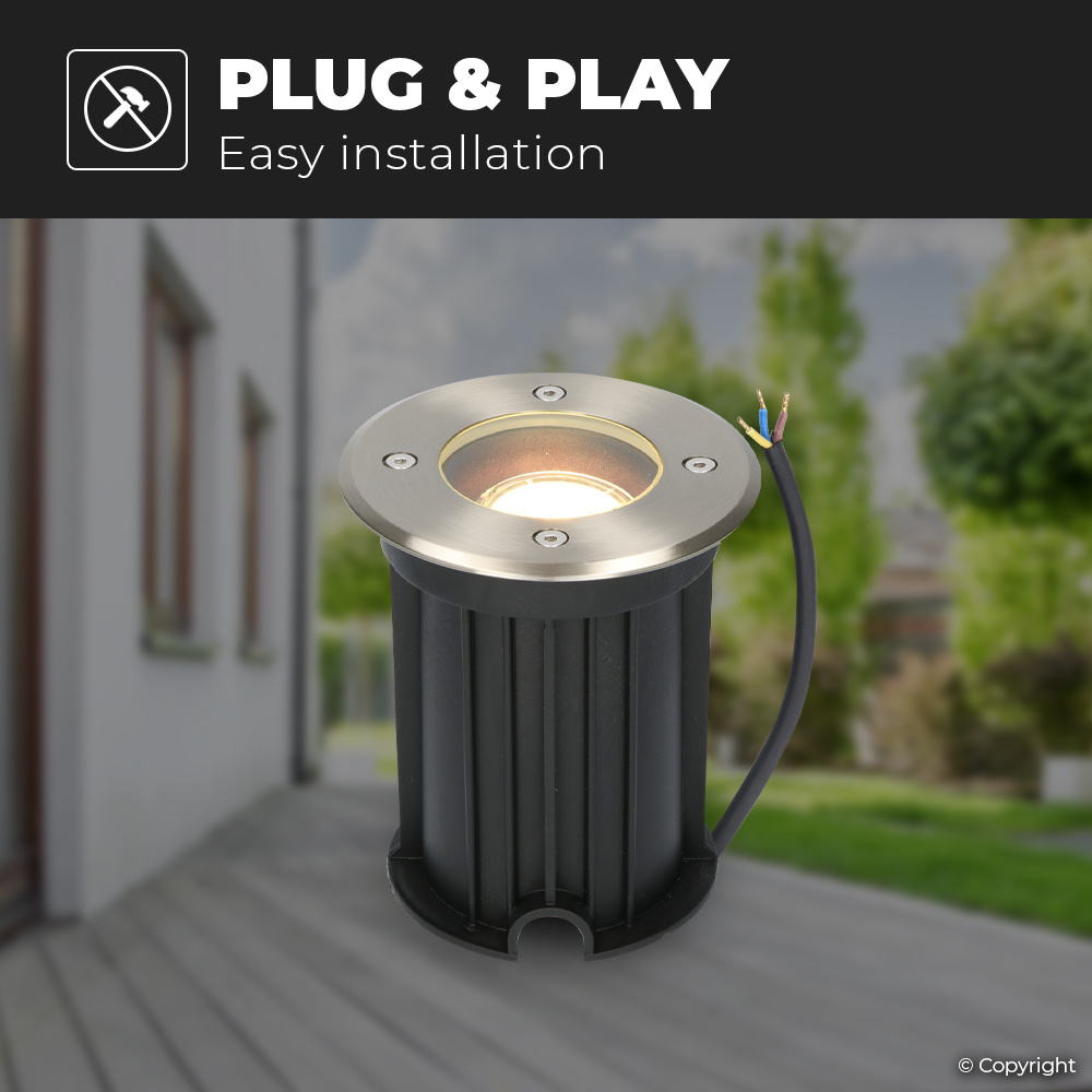 3x Maisy dimbare LED grondspot - Rond - RVS - 2700K warm wit - 5 Watt - IP67 straal waterdicht - 3 jaar garantie Grondspot buiten 230V