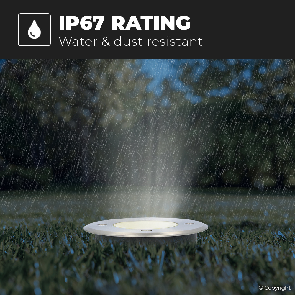 Maisy dimbare LED grondspot - Rond - RVS - 6000K daglicht wit - 5 Watt - IP65 straal waterdicht - 3 jaar garantie Grondspot buiten 230V