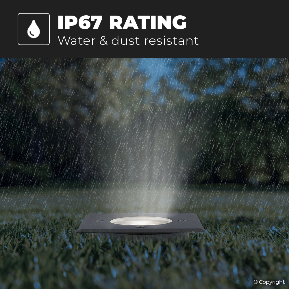 Ramsay dimbare LED grondspot - Vierkant - Zwart - 6000K daglicht wit - 5 Watt - IP67 straal waterdicht - 3 jaar garantie Grondspot buiten 230V