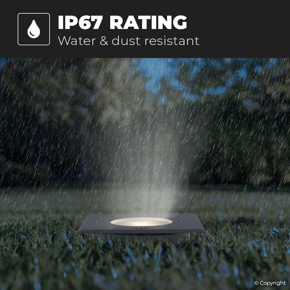 9x Ramsay dimbare LED grondspot - Vierkant - Zwart - 4000K neutraal wit - 5 Watt - IP67 straal waterdicht - 3 jaar garantie Grondspot buiten 230V