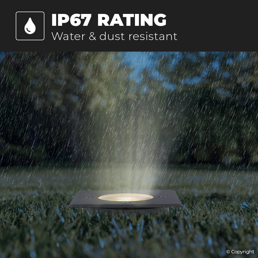 Ramsay dimbare LED grondspot - Vierkant - Zwart - 2700K warm wit - 5 Watt - IP67 straal waterdicht - 3 jaar garantie Grondspot buiten 230V