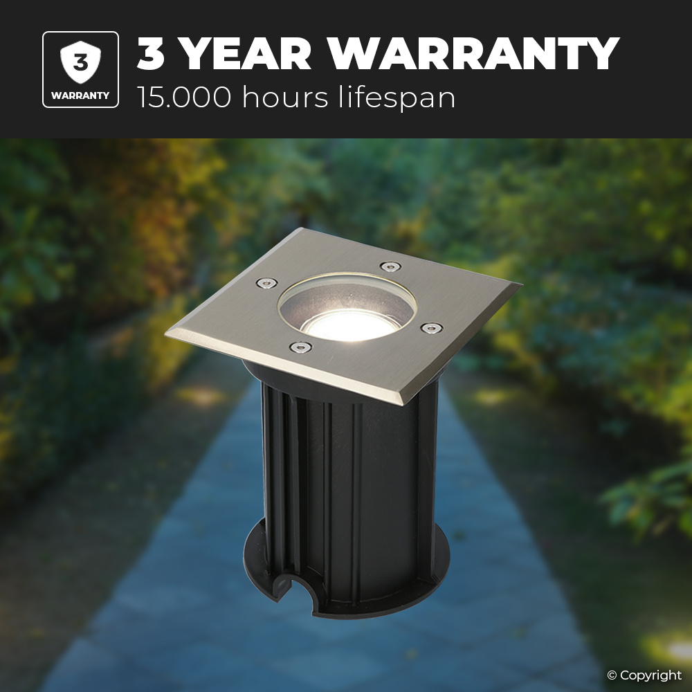 6x Ramsay dimbare LED grondspot - Vierkant- RVS - 6000K daglicht wit - 5 Watt - IP67 straal waterdicht - 3 jaar garantie Grondspot buiten 230V