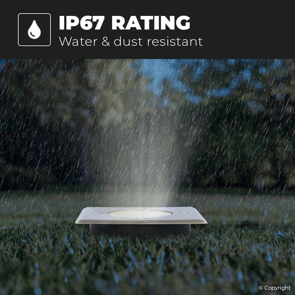 9x Ramsay dimbare LED grondspot - Vierkant- RVS - 4000K neutraal wit - 5 Watt - IP67 straal waterdicht - 3 jaar garantie Grondspot buiten 230V