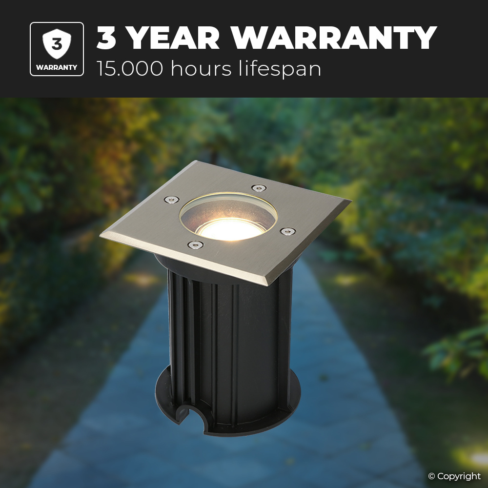 6x Ramsay dimbare LED grondspot - Vierkant- RVS - 4000K neutraal wit - 5 Watt - IP67 straal waterdicht - 3 jaar garantie Grondspot buiten 230V
