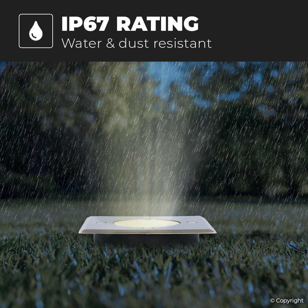 9x Ramsay dimbare LED grondspots - Vierkant - 2700K warm wit - 5 Watt - IP67 waterdicht oor buiten - Roestvrij staal - 3 jaar garantie Grondspot buite
