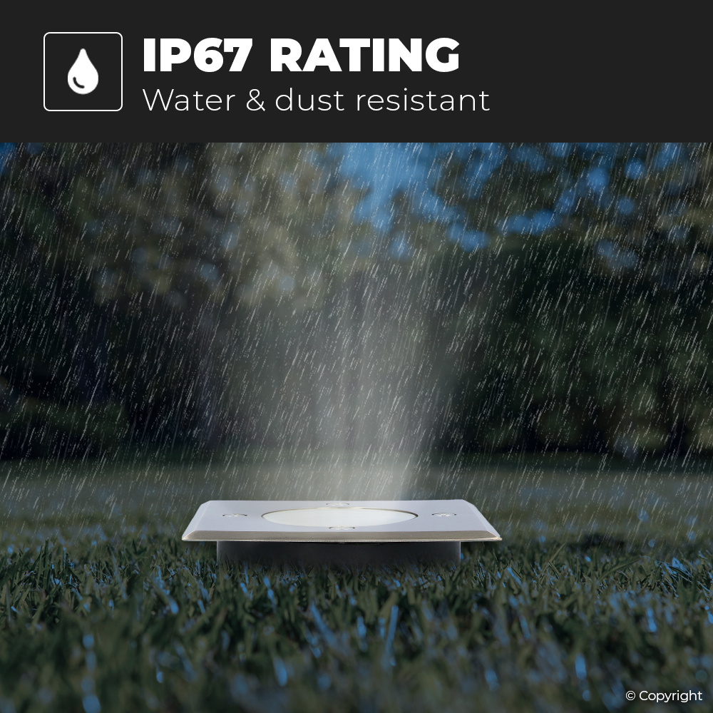 Ramsay dimbare LED grondspot - Vierkant - RVS - 6000K daglicht wit - 5 Watt - IP67 straal waterdicht - 3 jaar garantie Grondspot buiten 230V