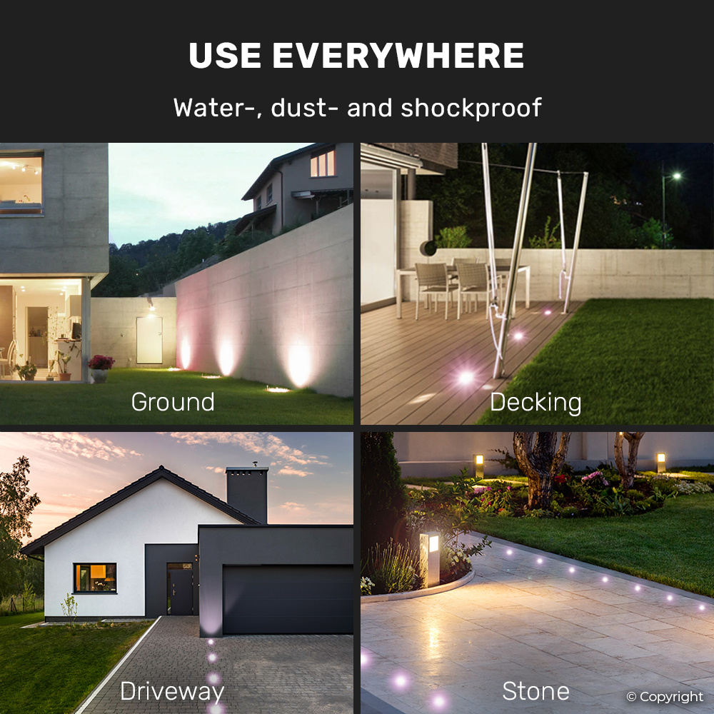 6x Ramsay Smart LED grondspot - Vierkant - Zwart - RGBWW - 5.5 Watt - WiFi & Bluetooth - IP67 straal waterdicht - 3 jaar garantie