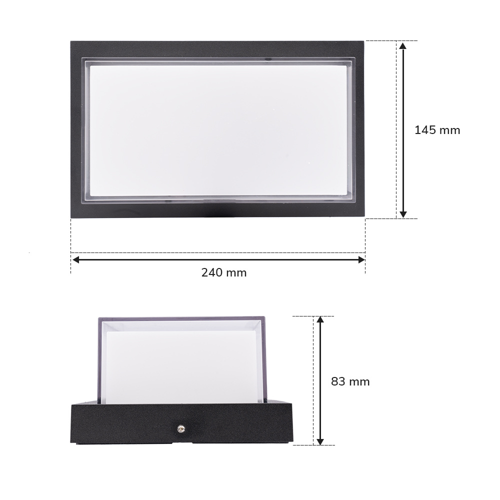 Milan LED wandlamp - 12 Watt - 3000K warm wit - IP54 waterdicht - Zwart - Wandverlichting voor binnen en buiten - Modern voor binnen en buiten