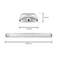 LED Triproof Ecoline - IP65 - 120 cm - 4000K neutral white - Flicker-free - 2x18 Watt LED Tubes - 3600 Lumen