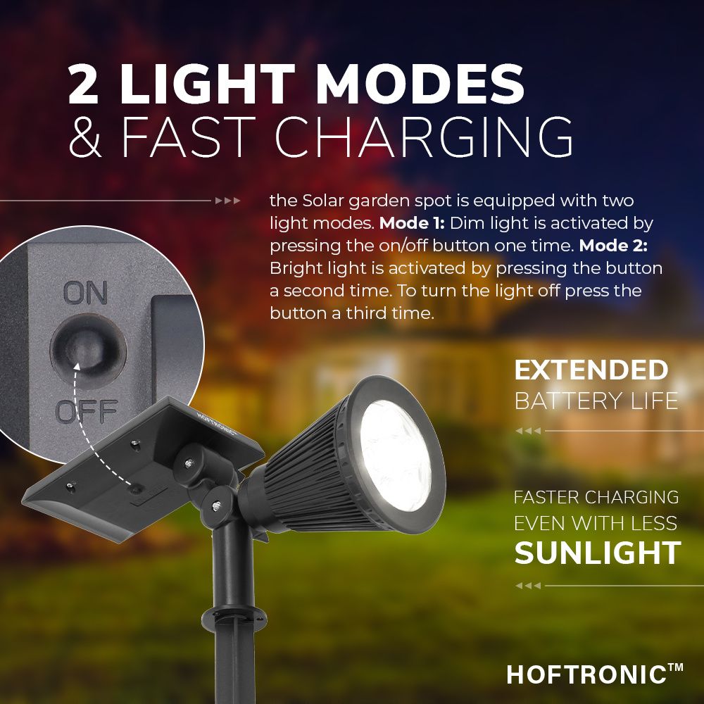 2x Bend LED Solar Prikspot 6000K daglicht wit IP65 waterdicht Tuinspot - Tuin spots, spots bodem buiten