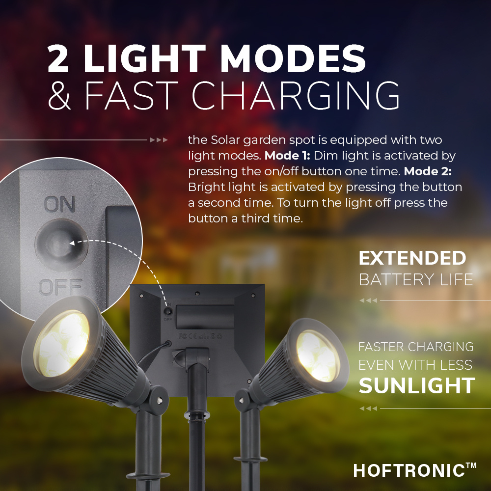 4x Solar LED tuinspot Bend Duo met los zonnepaneel 3000K warm wit Prikspot - Tuin spots, spots bodem buiten