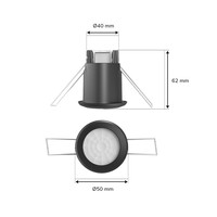 PIR bewegingssensor met schemerschakelaar 360° bereik 8 meter Maximaal 800 Watt IP20 inbouw kleur zwart