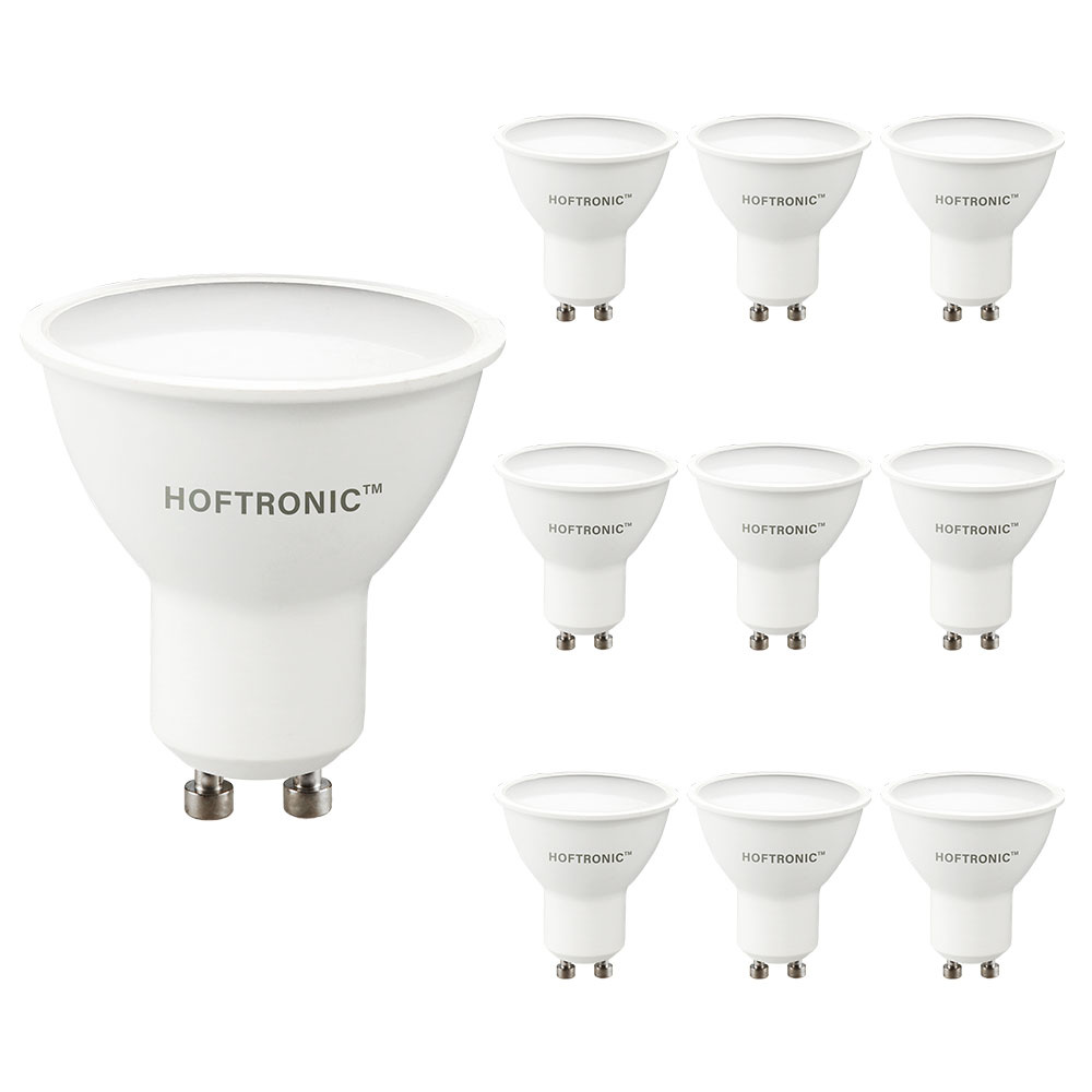 HOFTRONIC 10x GU10 LED spot - 4,5 Watt 400 lumen - 4000K neutraal wit licht - LED reflector - Vervan