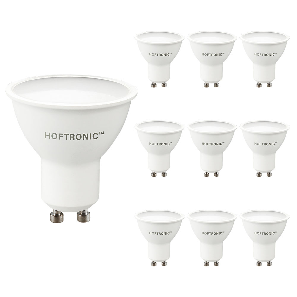 HOFTRONIC - Voordeelverpakking 10X GU10 LED Spots - 4,5 Watt 400lm - Dimbaar - Vervangt 35 Watt - 2700K Warm wit licht - LED Reflector - GU10 LED lamp