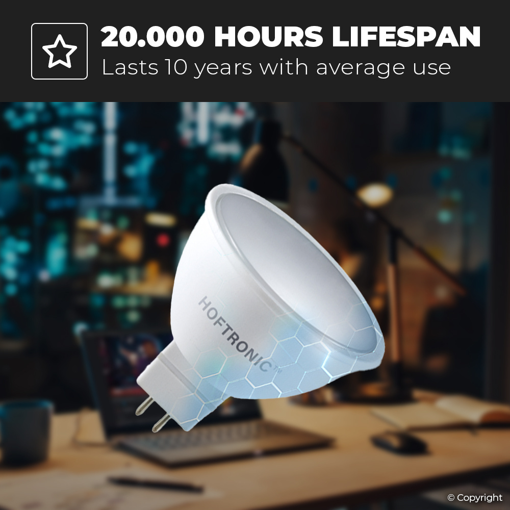 10x LED GU5.3 Spot - 4,3 Watt 400 lumen - 2700K Warm wit licht - 12v - Vervangt 50 Watt - MR16 LED Spot