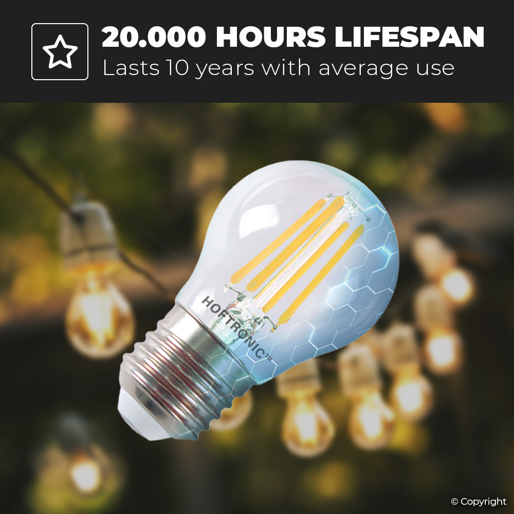 10x E27 LED Filament - 4 Watt 470 lumen - 2700K warm wit licht - Vervangt 40 Watt - G45 vorm