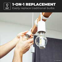 E27 LED Filament - 4 Watt 470 lumen - 2700K warm wit licht - Vervangt 40 Watt - G45 vorm