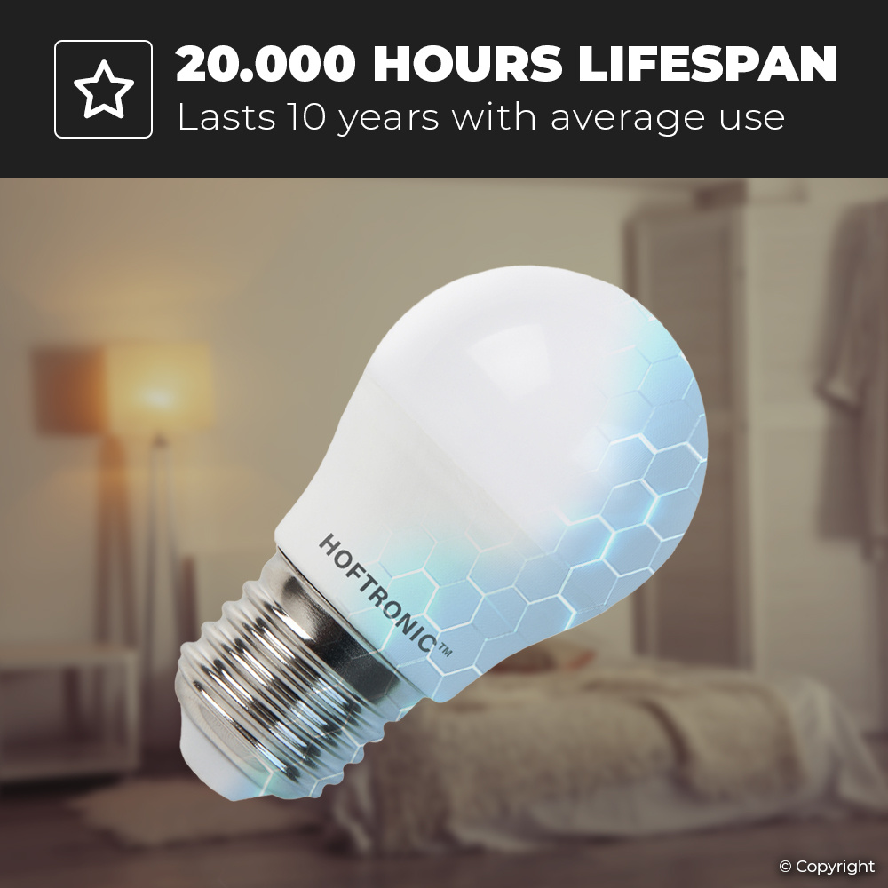 E27 LED Lamp - 4,8 Watt 470 lumen - 4000K neutraal wit licht - Grote fitting - Vervangt 40 Watt - G45 vorm