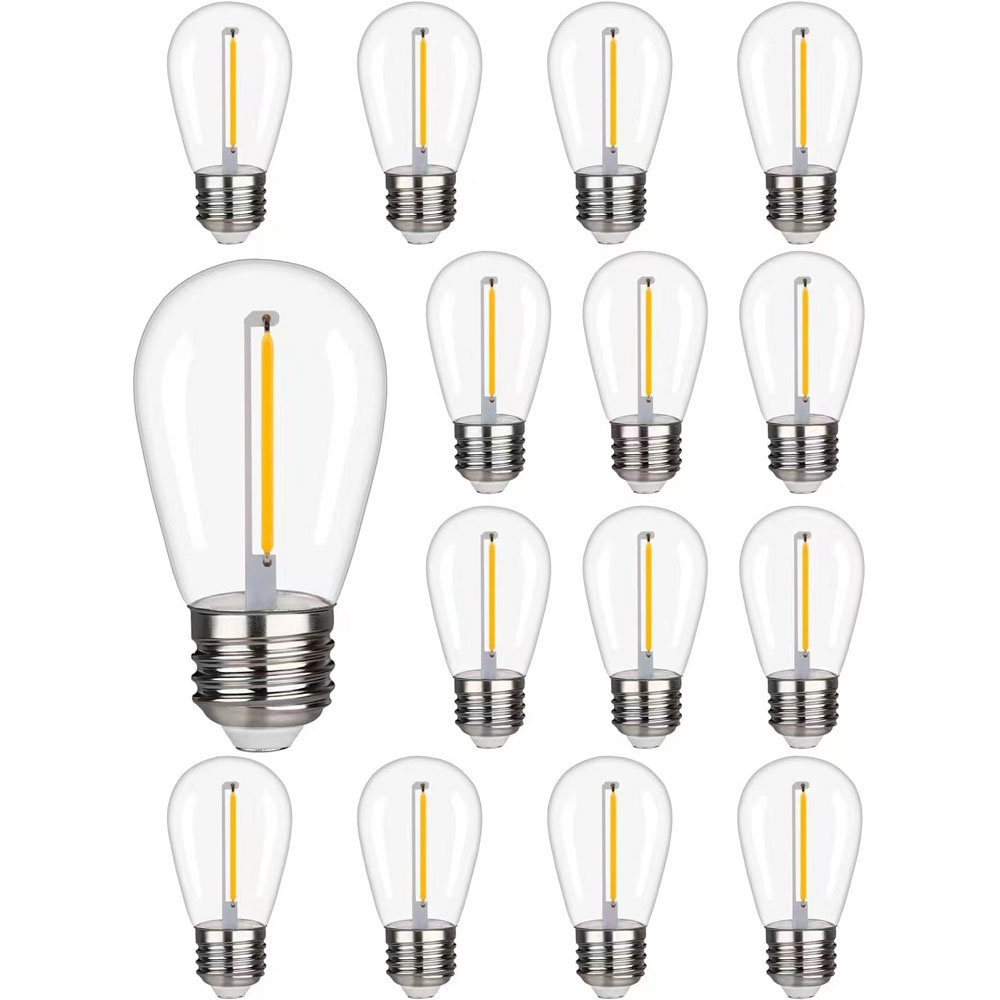 15x S14 12V Plastic LED Filament lamp - 1W - 2700K warm wit