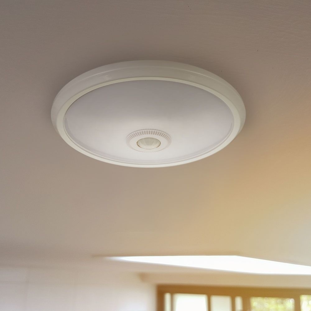 Plafondlamp - 12 Watt en 1160 Lumen - Incl. ingebouwde bewegingssensor - 6400K daglicht wit - IP20 voor binnen - Plafonniere Wit - LED binnenverlichti afbeelding