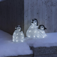 Verlicht Kerstfiguur voor buiten - Pinguïn familie - 48 LEDs - 50 cm breedte