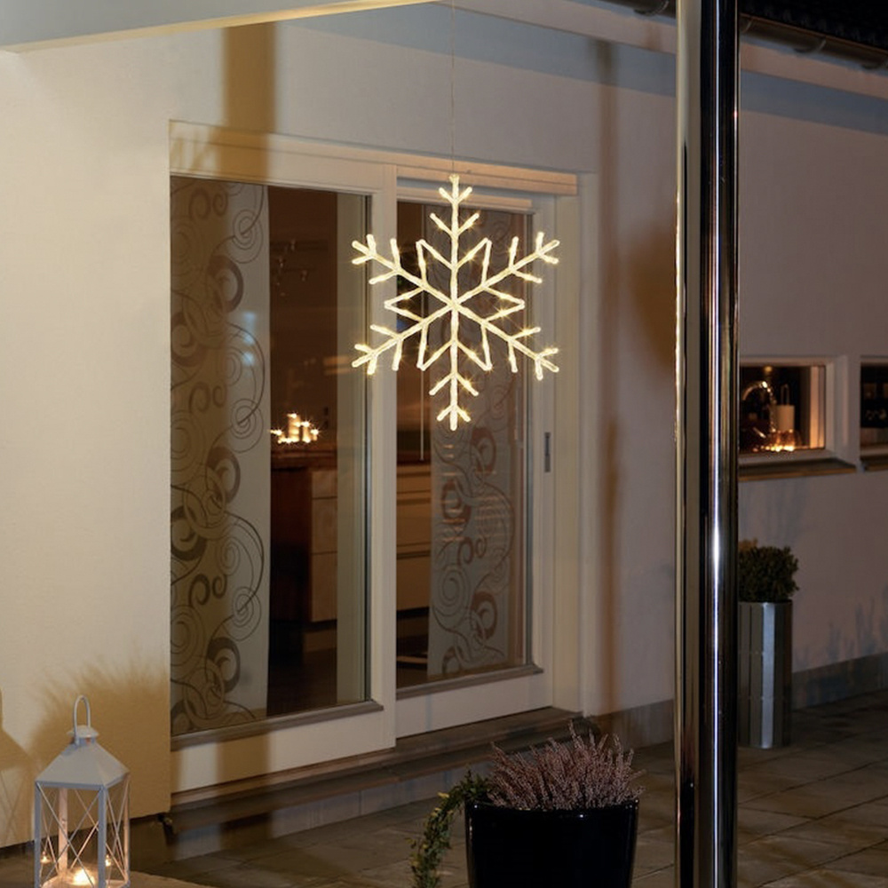 Konstsmide LED Sneeuwvlok voor buiten - warm wit - 60 LEDs - IP44 - 60 x 60 cm - Dimbaar - Kerstverlichting