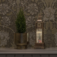 Kerstlantaarn voor binnen – Big Ben met bus en kerstboom - Warm wit – 38cm - Sneeuwlantaarn - Kerstverlichting op USB & batterijen incl. Timer