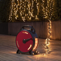 Cluster Lichtkabel auf Kabeltrommel für den Außenbereich - 300 LEDs - 2100K Bernstein - IP44 - 6,6 Meter - Weihnachtsbeleuchtung