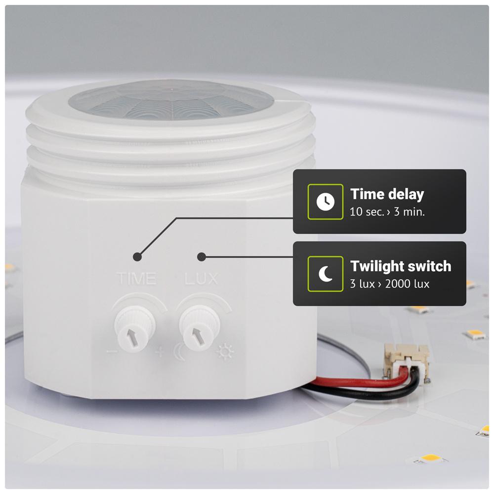 Plafondlamp - 12 Watt en 1160 Lumen - Incl. ingebouwde bewegingssensor - 6400K daglicht wit - IP20 voor binnen - Plafonniere Wit - LED binnenverlichti