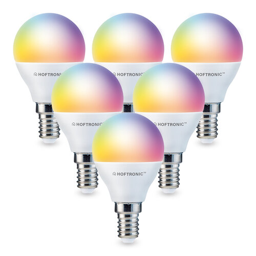 HOFTRONIC SMART Set of 3 E14 SMART LED Bulb RGBWW Wifi & Bluetooth 5.5 Watt  470lm C37 Dimmable via App