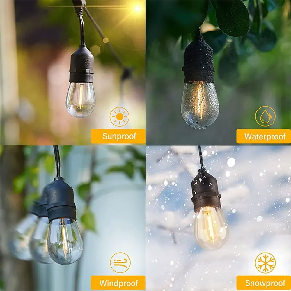 15x S14 12V Plastic LED Filament lamp - 1W - 2700K warm wit afbeelding