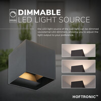 2er-Satz Kansas - Dimmbare LED Wandlampe Cube (Eckig) - 7 Watt - 3000K warmweiß - Up Down Lampe - IP65 Wasserdicht - Schwarz - Wandleuchte für den Innen - und Außenbereich