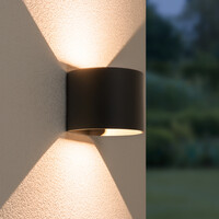 2er-Satz Denver LED-Wandleuchten - Up & Down - 6 Watt - Dimmbar - IP54 wasserdicht für den Außenbereich - 3000K Warmweiß - Schwarz - Für Wohnzimmer, Bäder, Fassaden, Schlafzimmer, Hallen und Innenräume