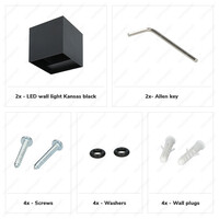 2er-Satz Kansas - Dimmbare LED Wandlampe Cube (Eckig) - 7 Watt - 3000K warmweiß - Up Down Lampe - IP65 Wasserdicht - Schwarz - Wandleuchte für den Innen - und Außenbereich