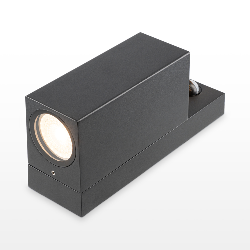 Selma PIR LED wandlamp - Bewegingssensor - Schemerschakelaar - Up & Down light - IP65 - excl. GU10 lichtbron - Zwart - Binnen en buiten - 3 jaar garan