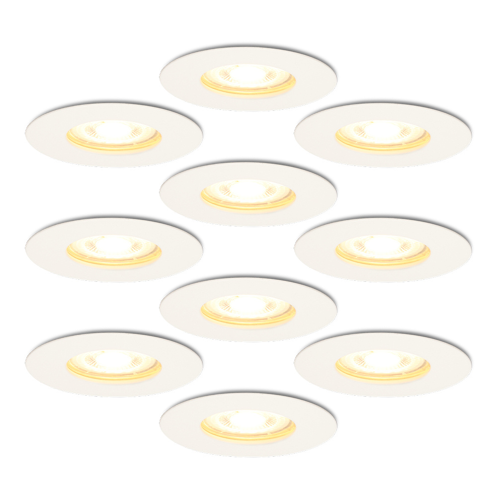 HOFTRONIC™ Set van 10 Bari - LED Inbouwspots Dimbaar Wit - IP65 waterdicht voor badkamer, binnen en buiten - GU10 4,5 Watt 400 Lumen - 2700K Warm wit - Spotjes