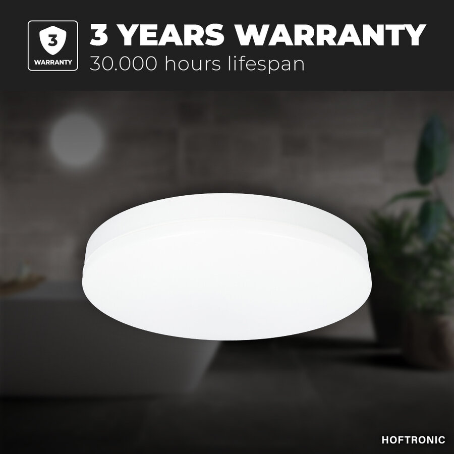 Lumi Bathroom Ceiling Lamp White IP54 Waterproof 2700K Warm white