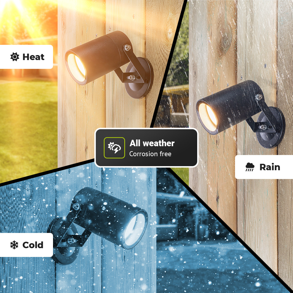 Spikey LED Wandlamp - Wandspot - Vlonderspot - Zwart - IP65 - GU10 fitting - voor binnen en buiten voor binnen en buiten