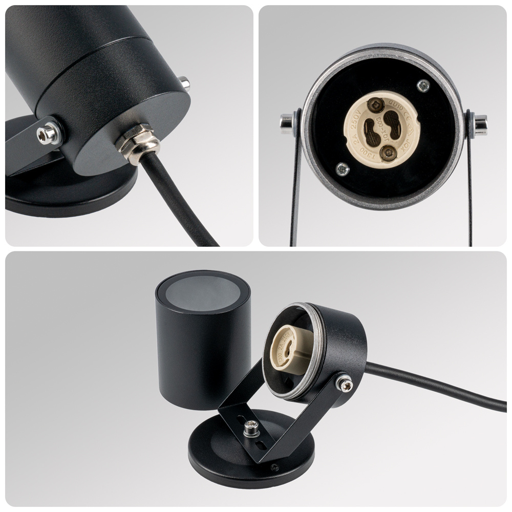 Spikey LED Wandlamp - Wandspot - Vlonderspot - Zwart - Dimbaar - GU10 - 4,5W - 400lm - 4000K neutraal wit - IP65 - voor binnen en buiten voor binnen