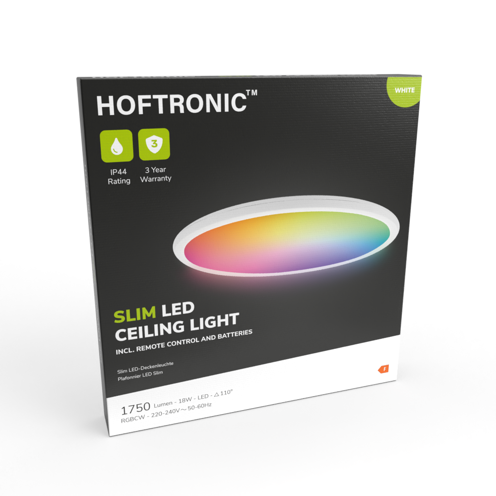 Slim - Badkamer Plafondlamp met afstandsbediening - RGB WW - Wit - IP44 waterdicht - Ø30 cm - LED Plafonniere