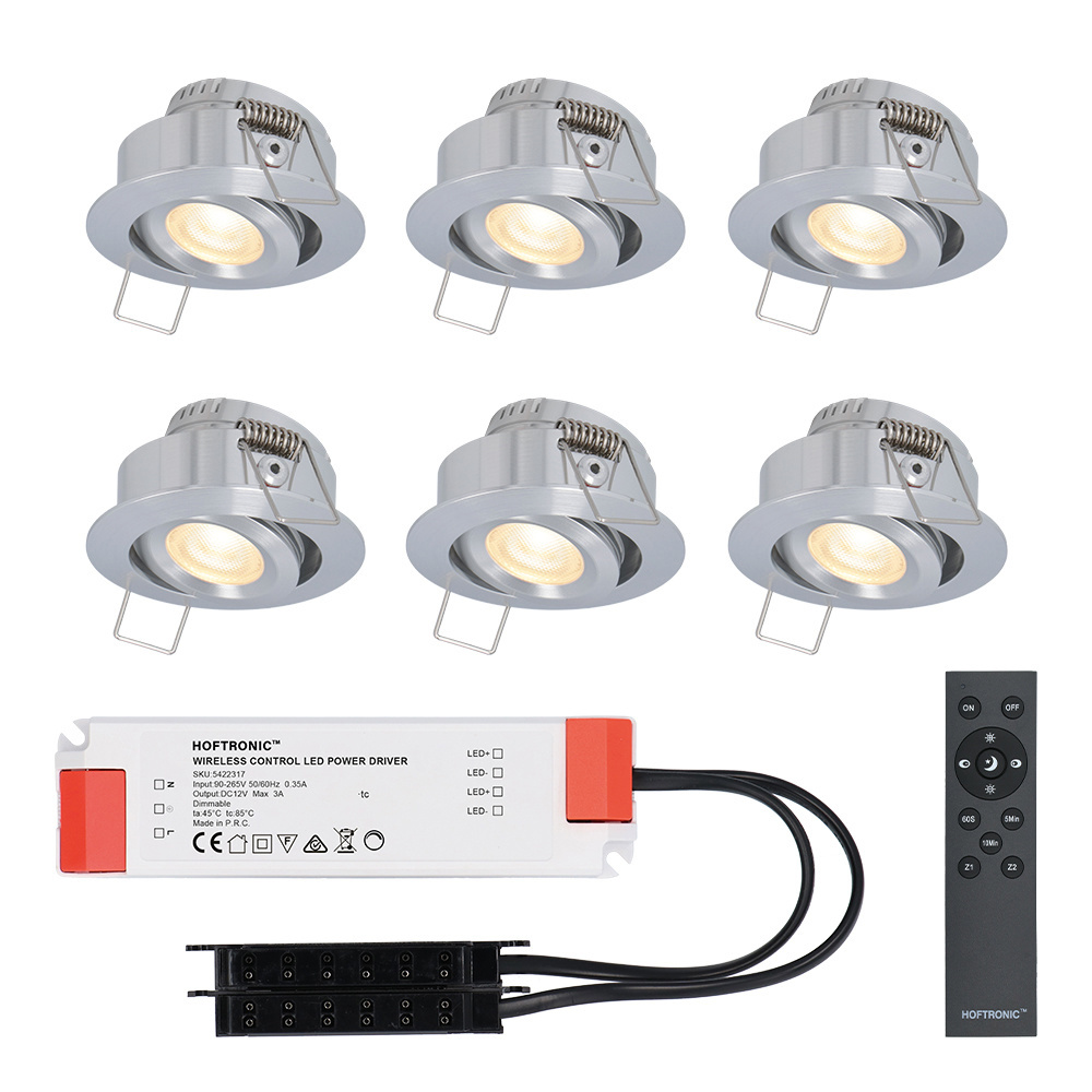 6er Set 3 Watt dimmbare LED-Einbaustrahler Sienna 2700K IP44 12 Volt