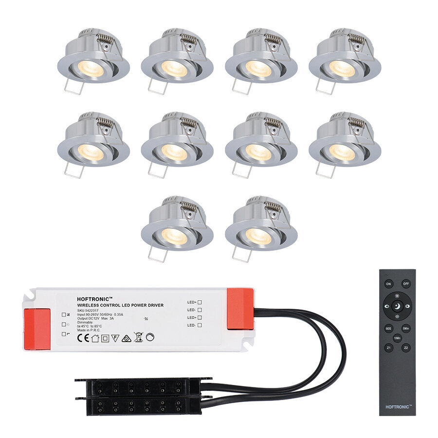 10er Set 3 Watt dimmbare LED-Einbaustrahler Sienna 2700K IP44 12 Volt