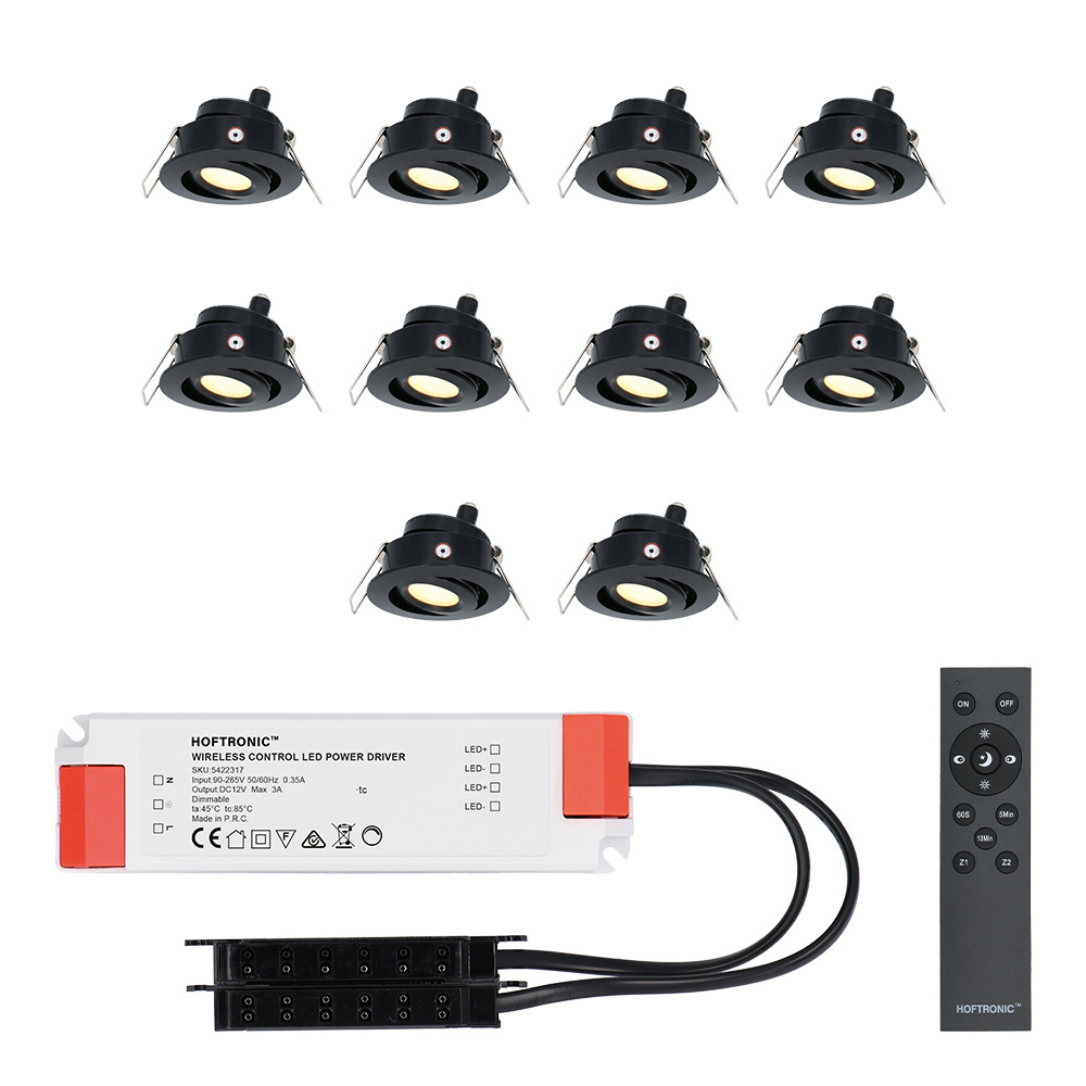 HOFTRONIC Sienna - 10x inbouwspots veranda - Dimbaar LED - Complete set met afstandsbediening - Kant