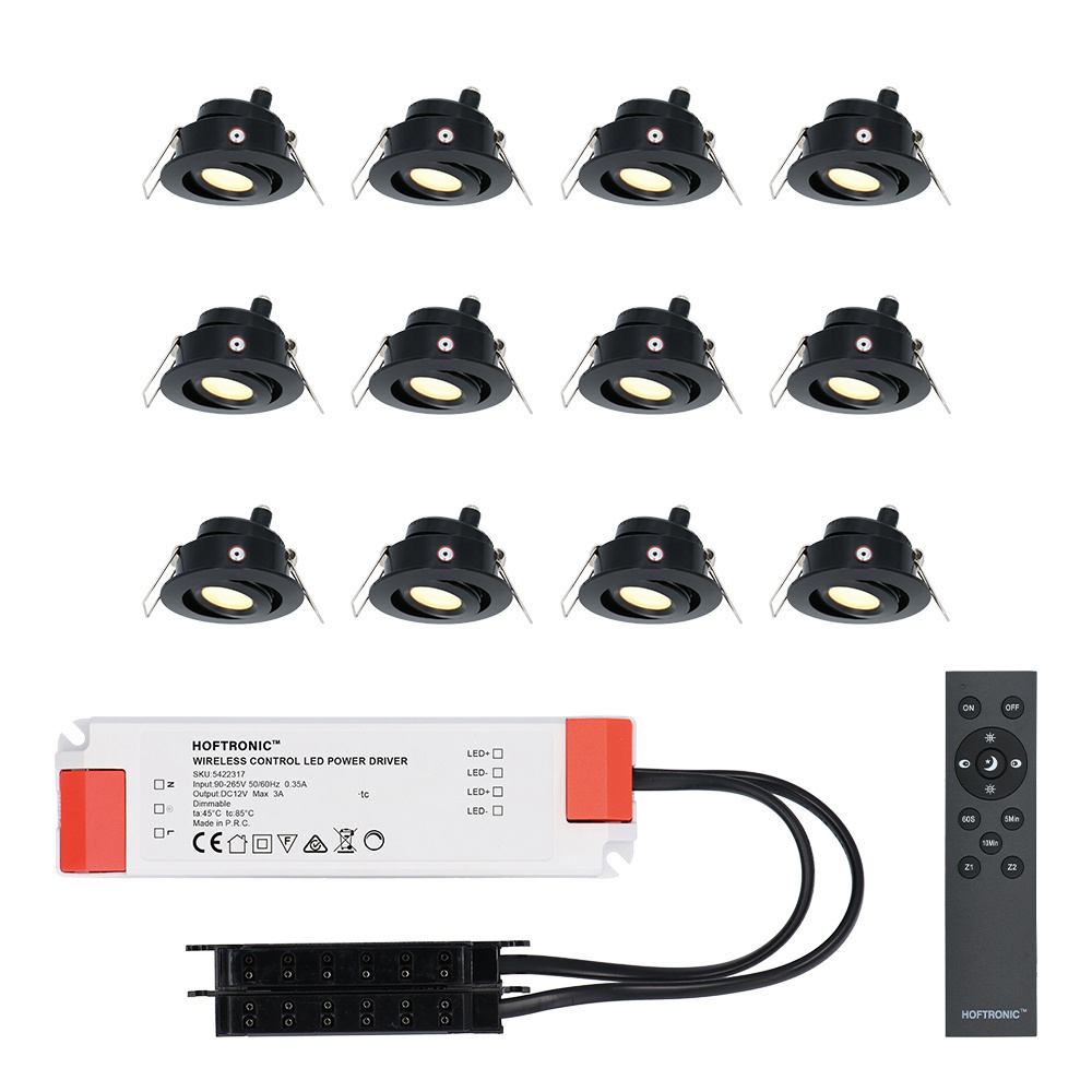 HOFTRONIC Sienna - 12x inbouwspots veranda - Dimbaar LED - Complete set met afstandsbediening - Kant